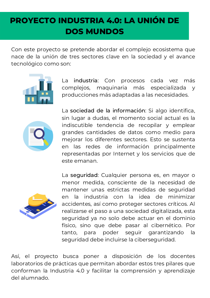 Aplicación de la virtualización para el aprendizaje y diseño de estrategias de ciberseguridad en la Industria 4.0. Financiado por el Ministerio de Educación y Formación Profesional – U.E. – Next Generation